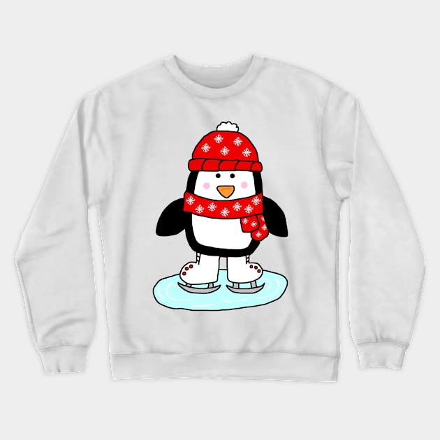 Ice skating Penguin Crewneck Sweatshirt by imphavok